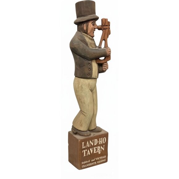 George Nathan Other - Land Ho Tavern 23.5" Nautical Hand Carved Wood Wall Sculpture George Nathan 1970
